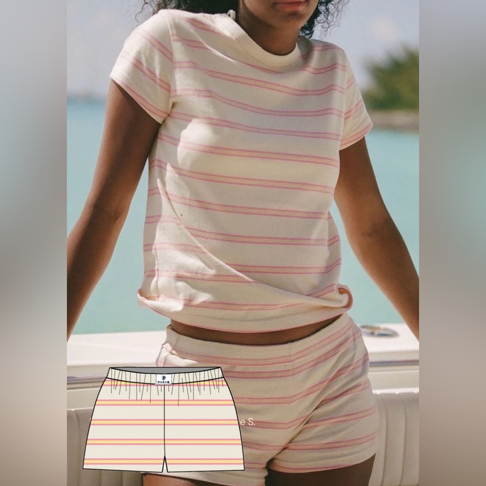 Striped Cream and Pink Women's Shorts